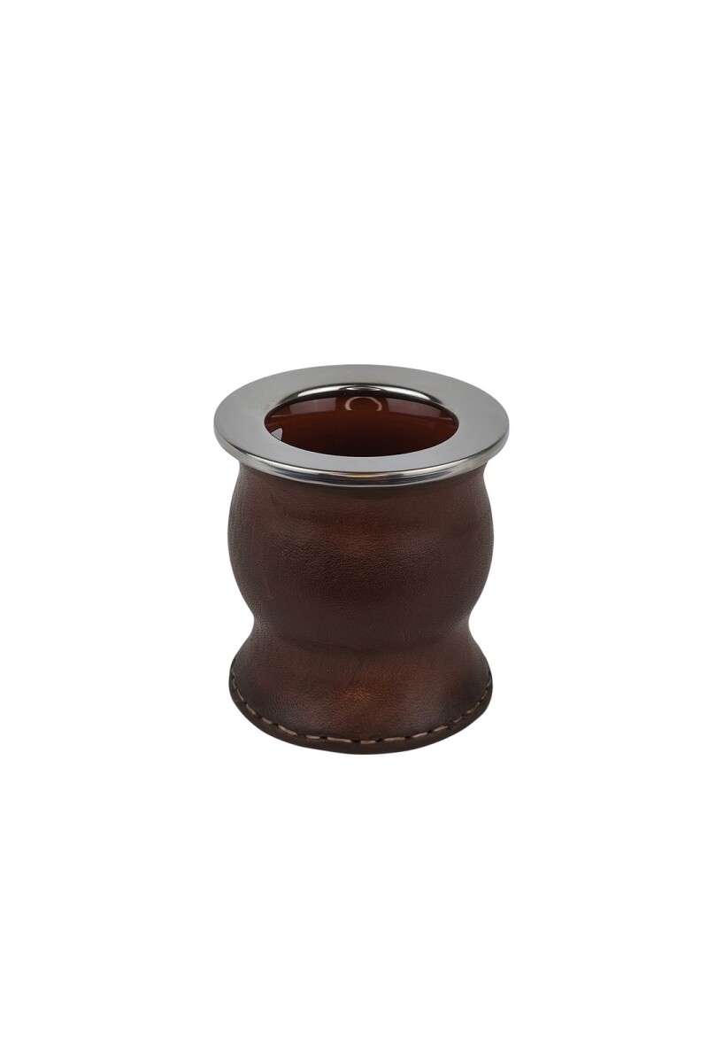 Mate de ceramica forrado en cuero tipo copa Marron