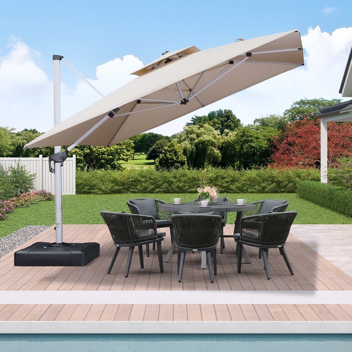 Sombrilla Colgante Dolce Doble Capa Beige 3M x 3M 