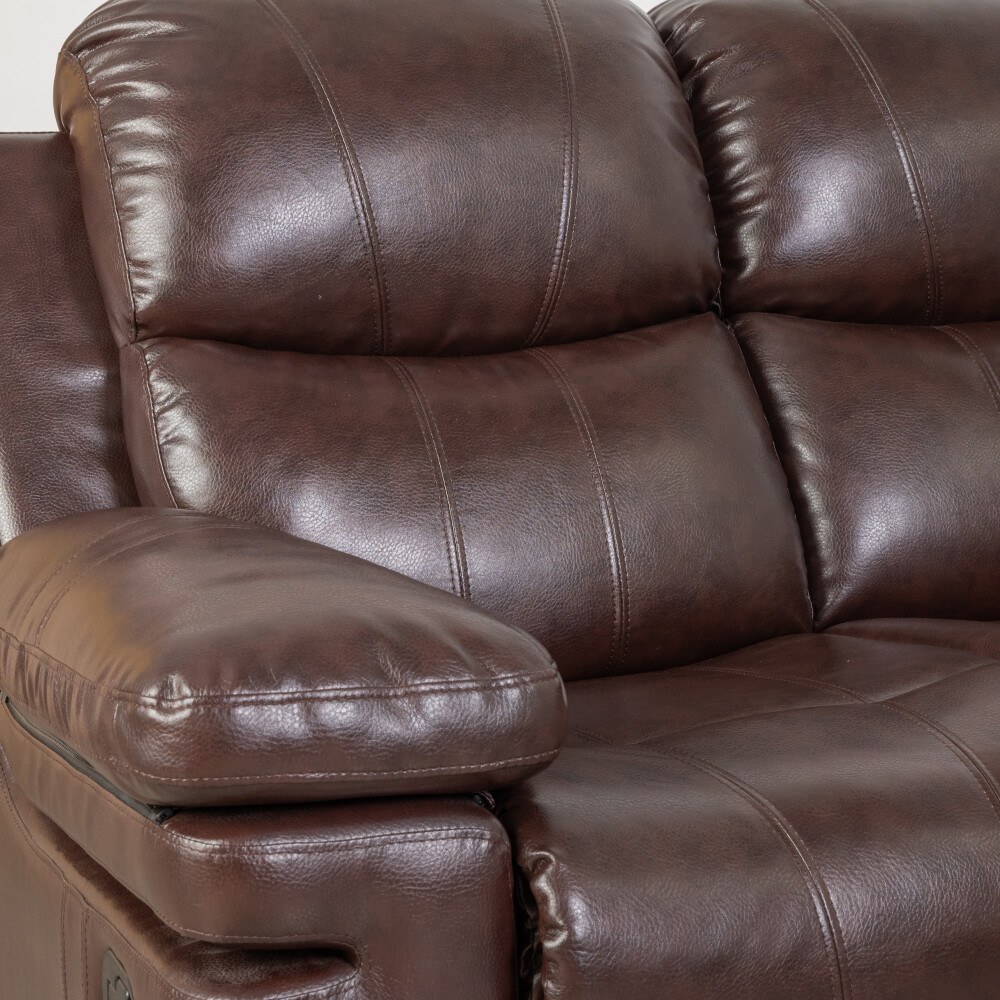 SILLÓN RECLINABLE 2 CUERPOS RE-CUERO MARRON MR2138 CHOC.