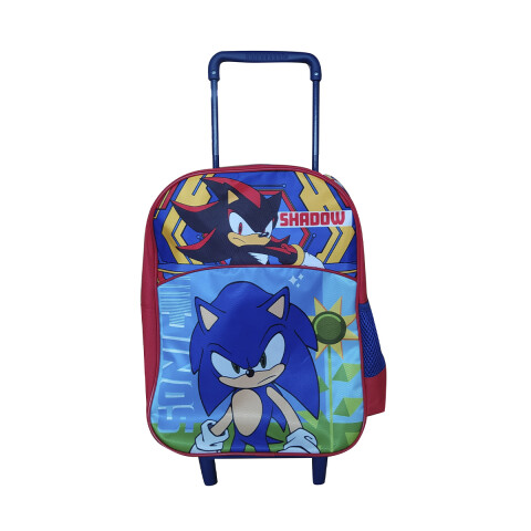 Mochila infantil Sonic con Carro Tafeta Chica 35 x 26 cm AZUL