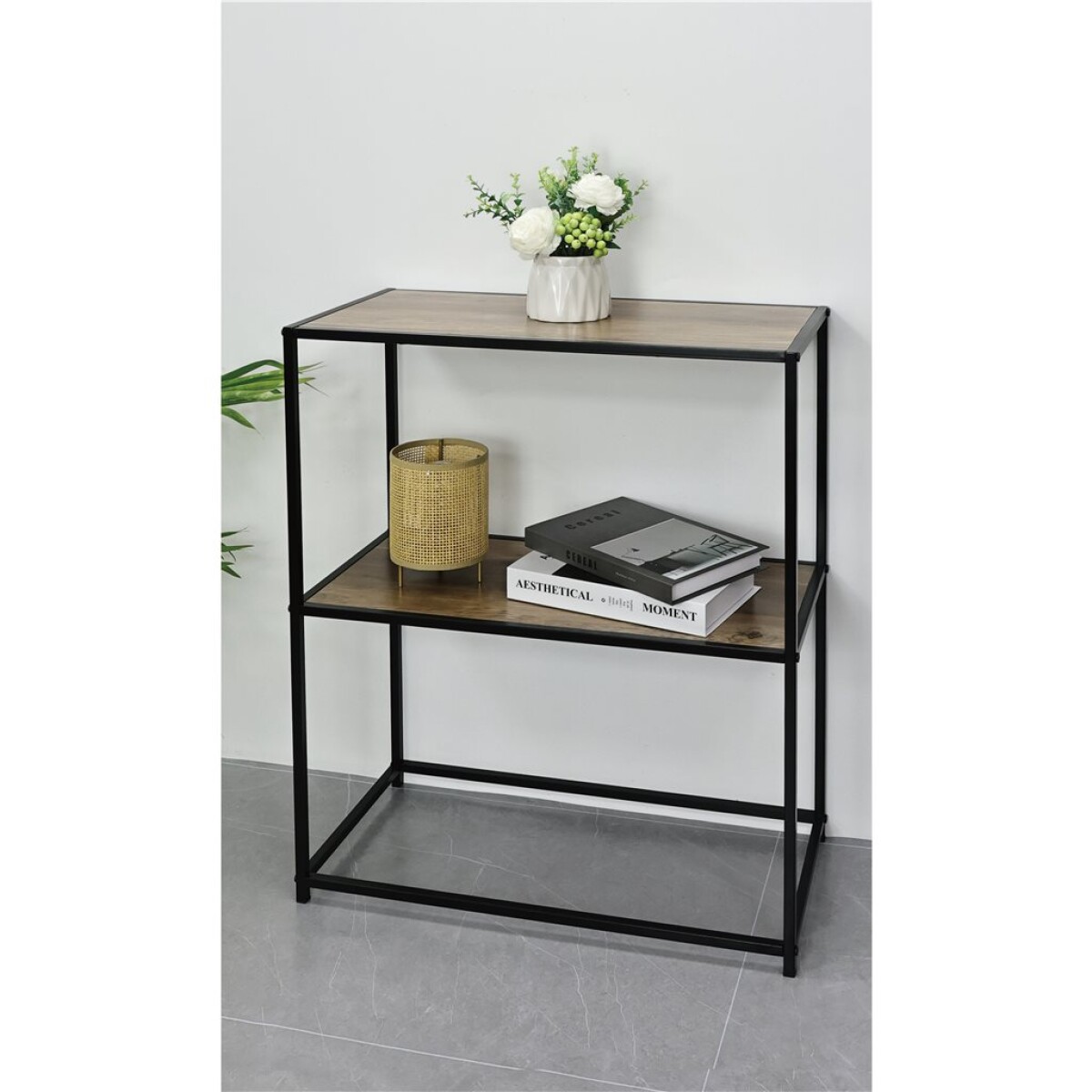 CONSOLA 2 NIVELES 62.5X30X75.5CM MADERA Y METAL 