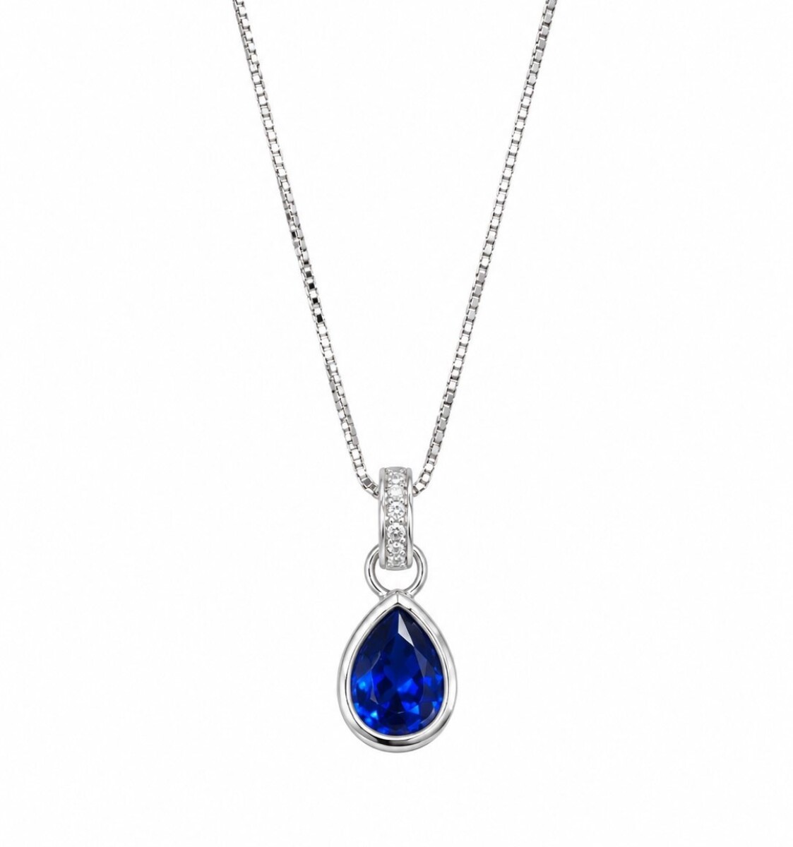 Cadena con colgante modelo gota/piedra azul 