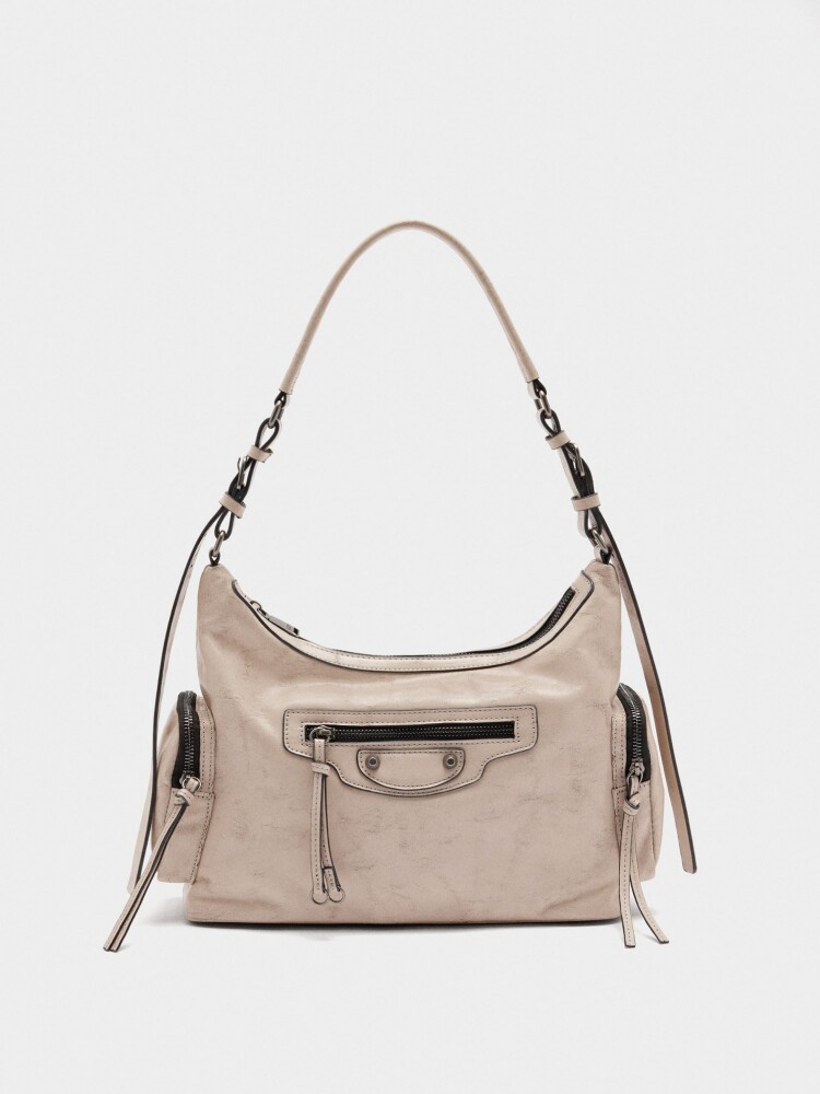 Bolso De Hombro De Efecto Envejecido crudo