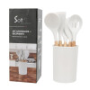 Utensilios para Cocina de Silicona y Mango de Madera 6 Piezas Blanco