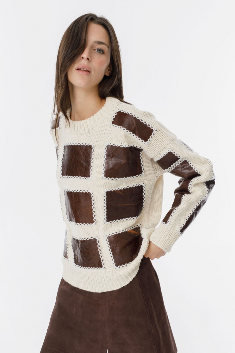 Sweater Leather Ice Crudo/Marron