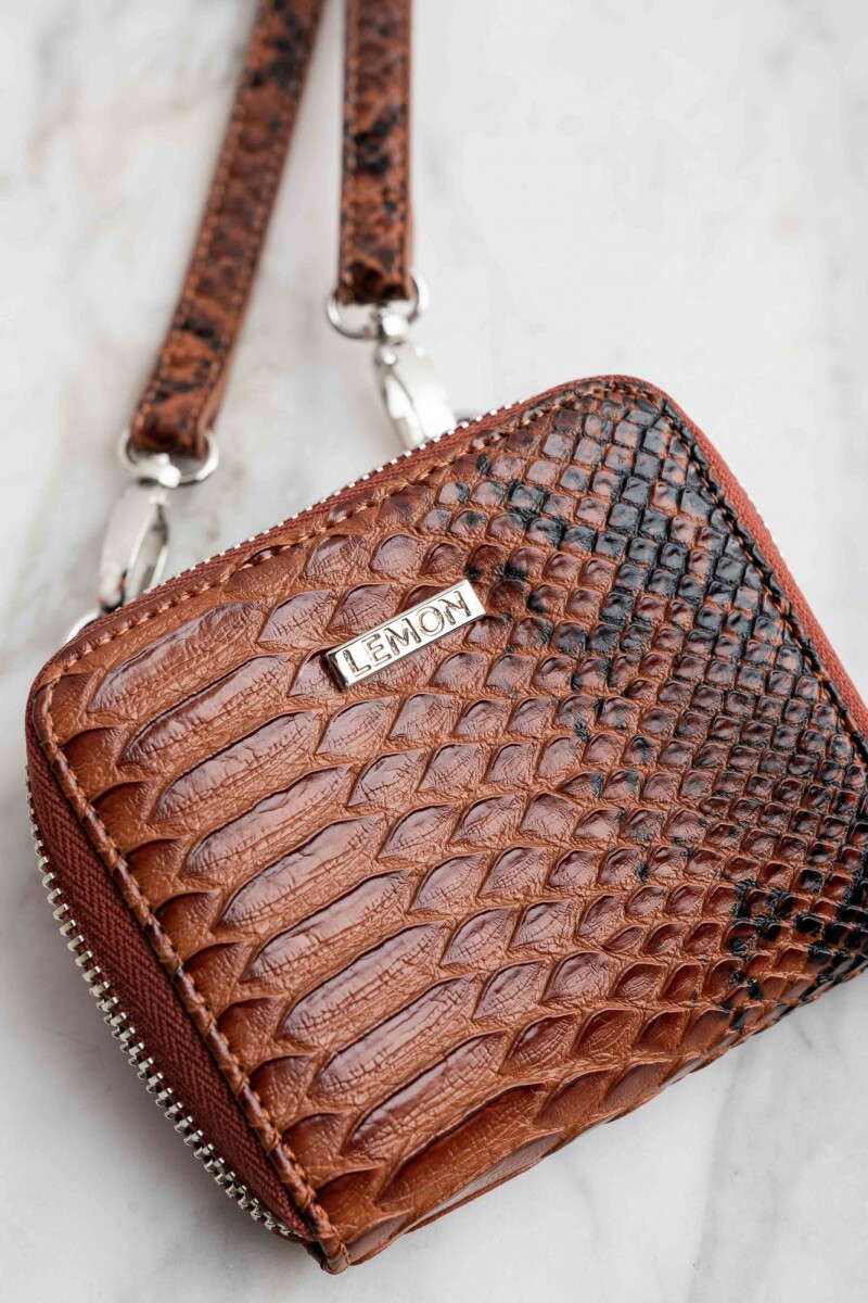 Billetera Snake Texturado Marron