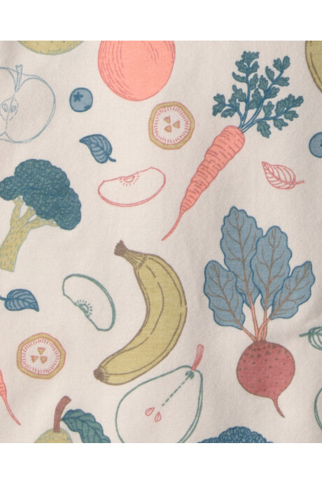 Pack dos monitos cortos de algodón orgánico, diseños frutas y azul liso Sin color