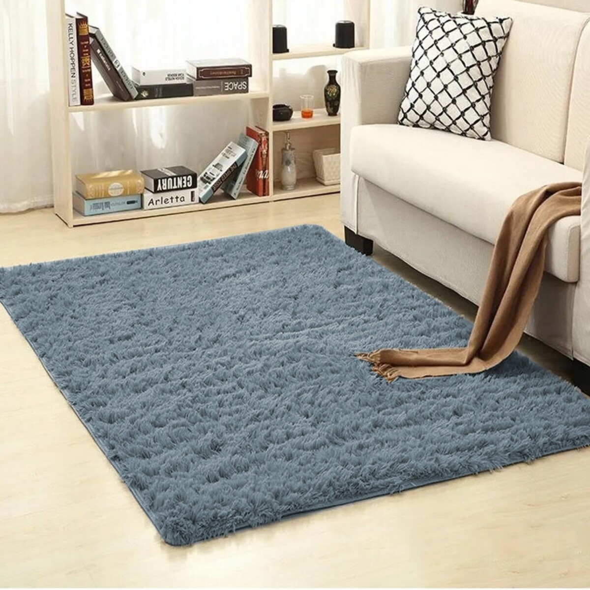 Alfombra Peluda Shaggy de 2.0 x 2.5 m - Azul Piedra 