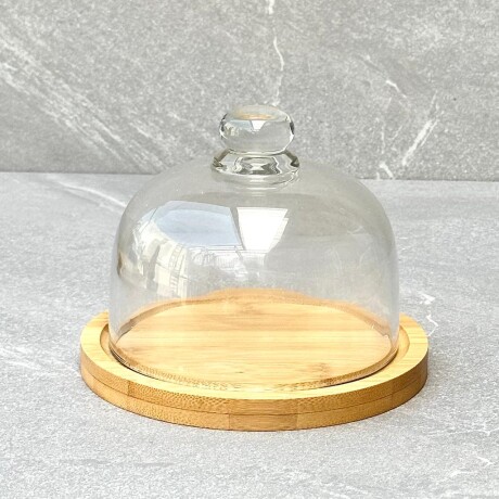 Quesera Bambú C/Tapa De Vidrio Alto 12cm x Ø 16cm Quesera Bambú C/Tapa De Vidrio Alto 12cm x Ø 16cm