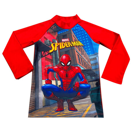 Remera Infantil con Filtro UV 50 Spiderman Manga Larga AZUL-ROJO