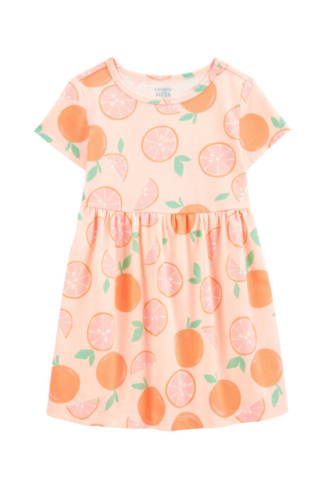 Vestido de algodón, diseño naranjas Sin color