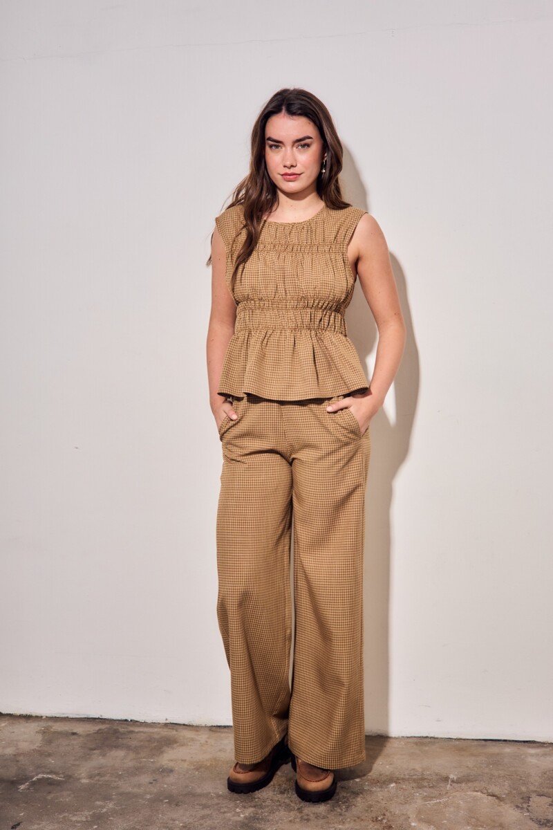 Pantalon Gingham Marron