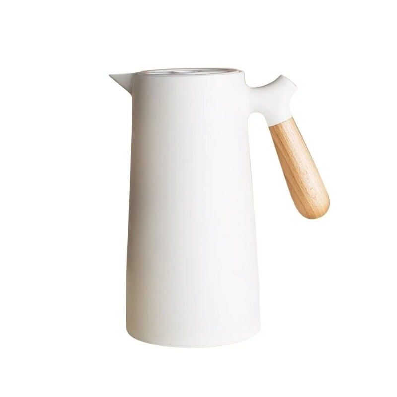 JARRA TERMICA 1L PLASTICO MANGO MADERA BLANCO JARRA TERMICA 1L PLASTICO MANGO MADERA BLANCO
