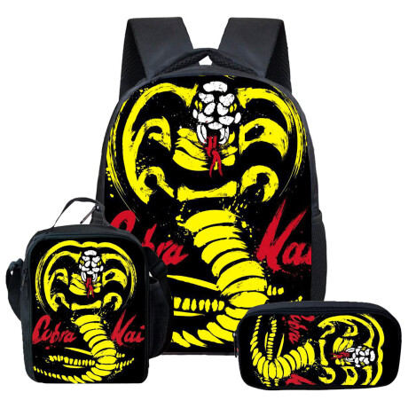 Mochila Escolar 3en1 +Lunchera + Cartuchera Cobra Kai Cobra Kai