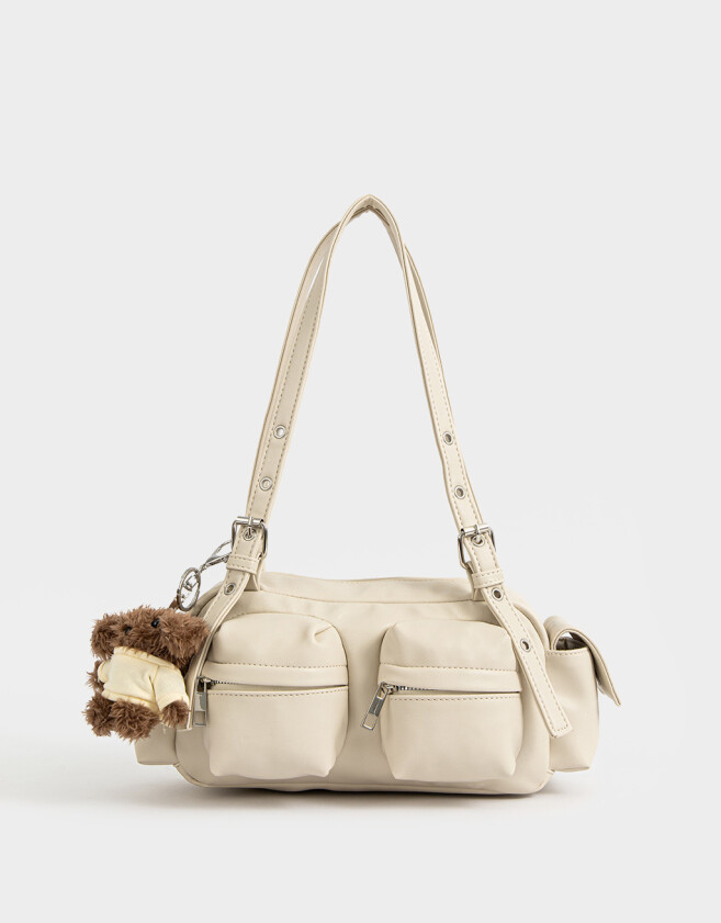 Bandoleras Cartera Bowling Suede Crudo - Blanco Crudo