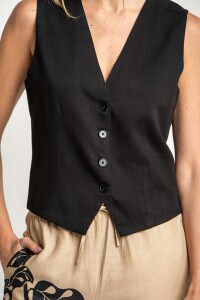 Chaleco Lino Negro
