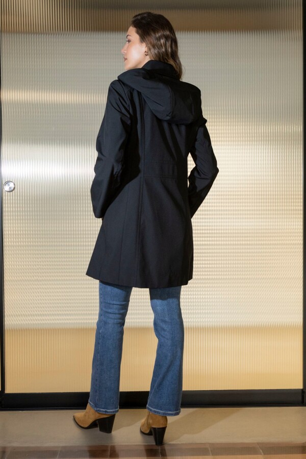 Gabardina Impermeable Capucha NEGRO