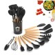 Utensilios Cocina Menage Juego Set X12 Madera Y Silicona Color Negro