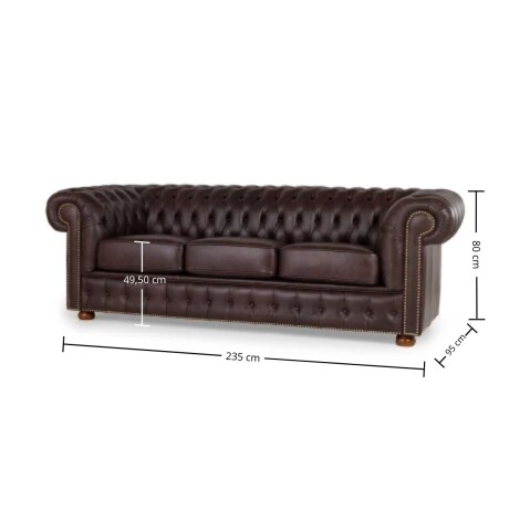Sofá Chesterfield Novo - Cuero Advanced - 3 cuerpos Havana
