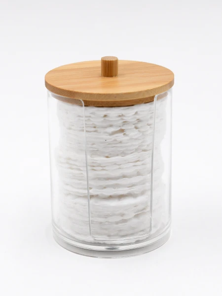 ORGANIZADOR DISCOS ALGODÓN C/BAMBU TRANSPARENTE