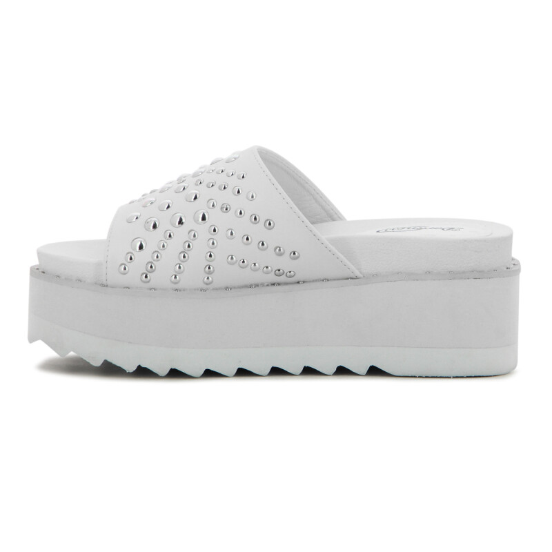 Sandalias Mujer Darkness Plataforma Y Tachas Blanco