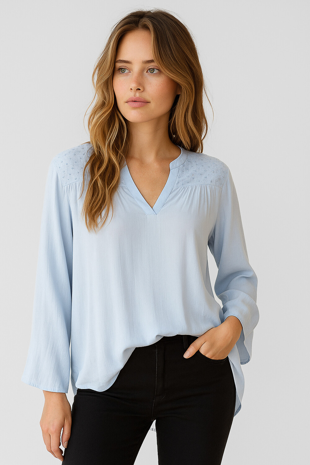 Blusa Bursas Celeste Claro