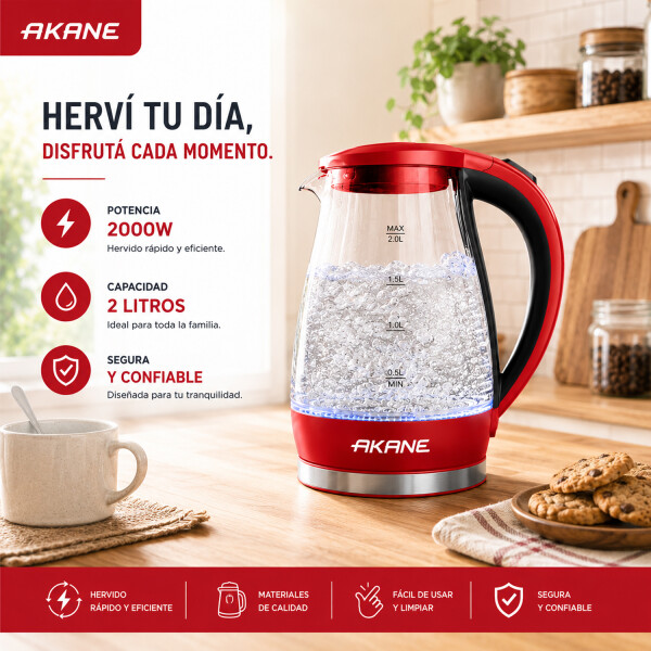 Jarra Eléctrica Akane 2l 2000w A.80159 ROJO