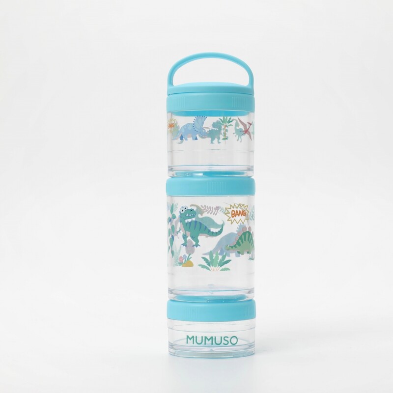CAJA REDONDA APILABLE PARA REFRIGERIOS DE 3 NIVELES (DINOSAUR PARADISE/AZUL) CAJA REDONDA APILABLE PARA REFRIGERIOS DE 3 NIVELES (DINOSAUR PARADISE/AZUL)