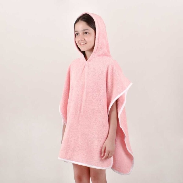 Poncho de toalla rosas con motas 6 a 8 años
