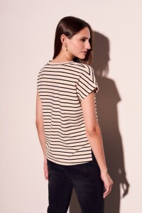 Remera Rayada - Crudo Nácar