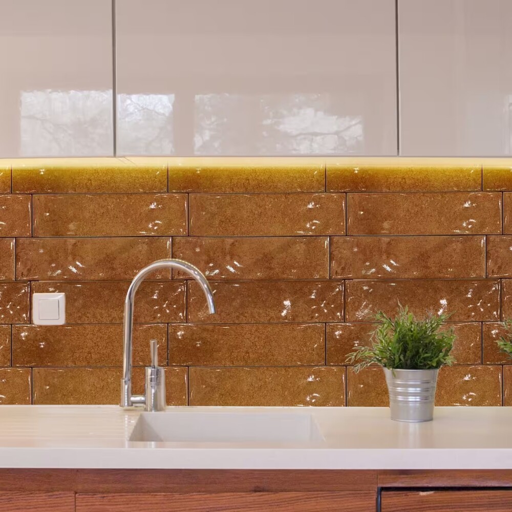 Cerámica de pared Brick Aquarela Terra 7,5x25 cm Brillante Cerámica De Pared Brick Aquarela Terra 7,5x25 Cm Brillante