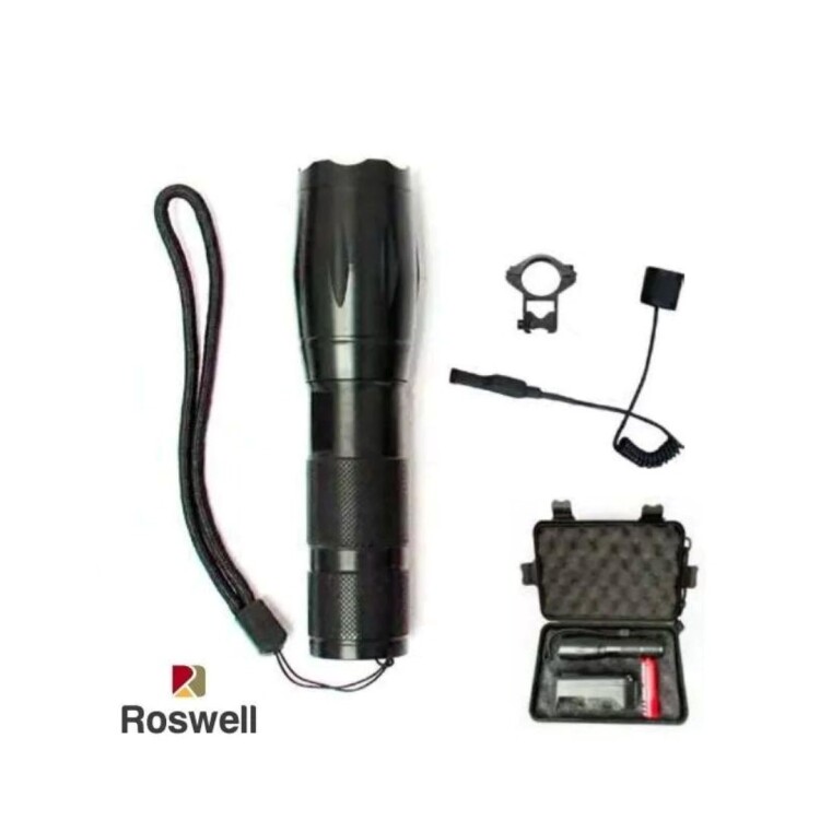LINTERNA TACTICA LED RECARGABLE T6 10W 1 TOQUE Y ZOOM NEGRO
