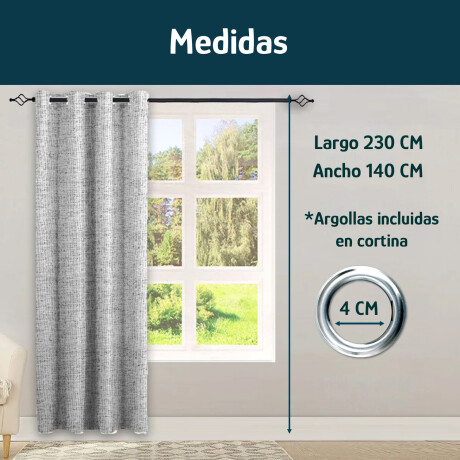 Set x2 Cortinas Blackout 140x230Cm Bloquea Luz Ambientes Gris