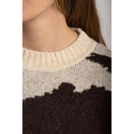 Sweater Animal Print Vaca Combinado Marron