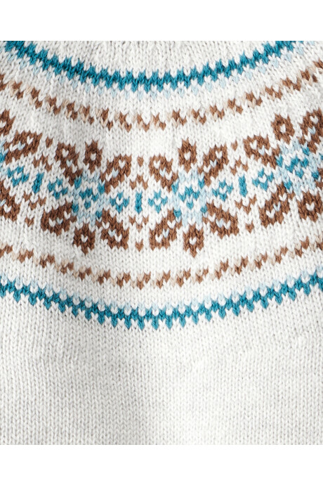 Set dos piezas, pantalón de pana azul y buzo de algodón, diseño fair isle Sin color