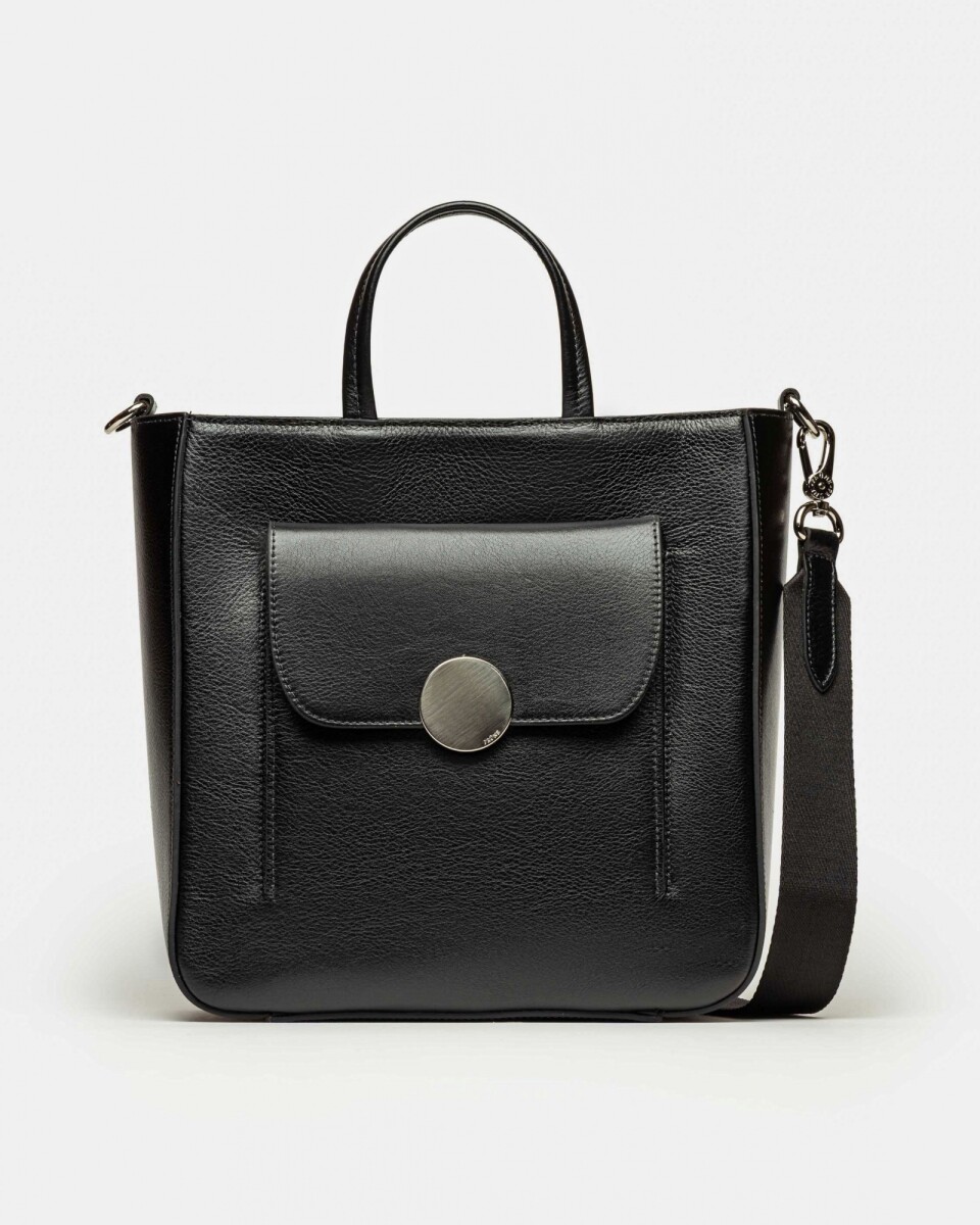 Shopper The Circle en cuero liso - Negro 