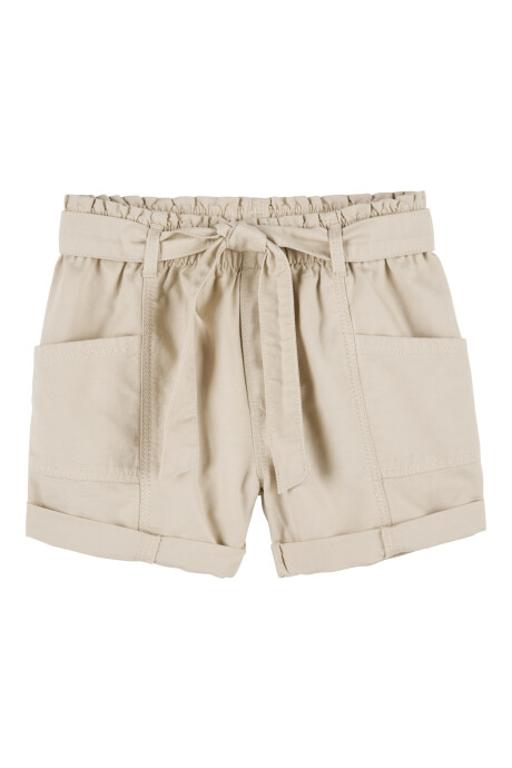 Short de algodón, diseño paperbag, khaki Sin color