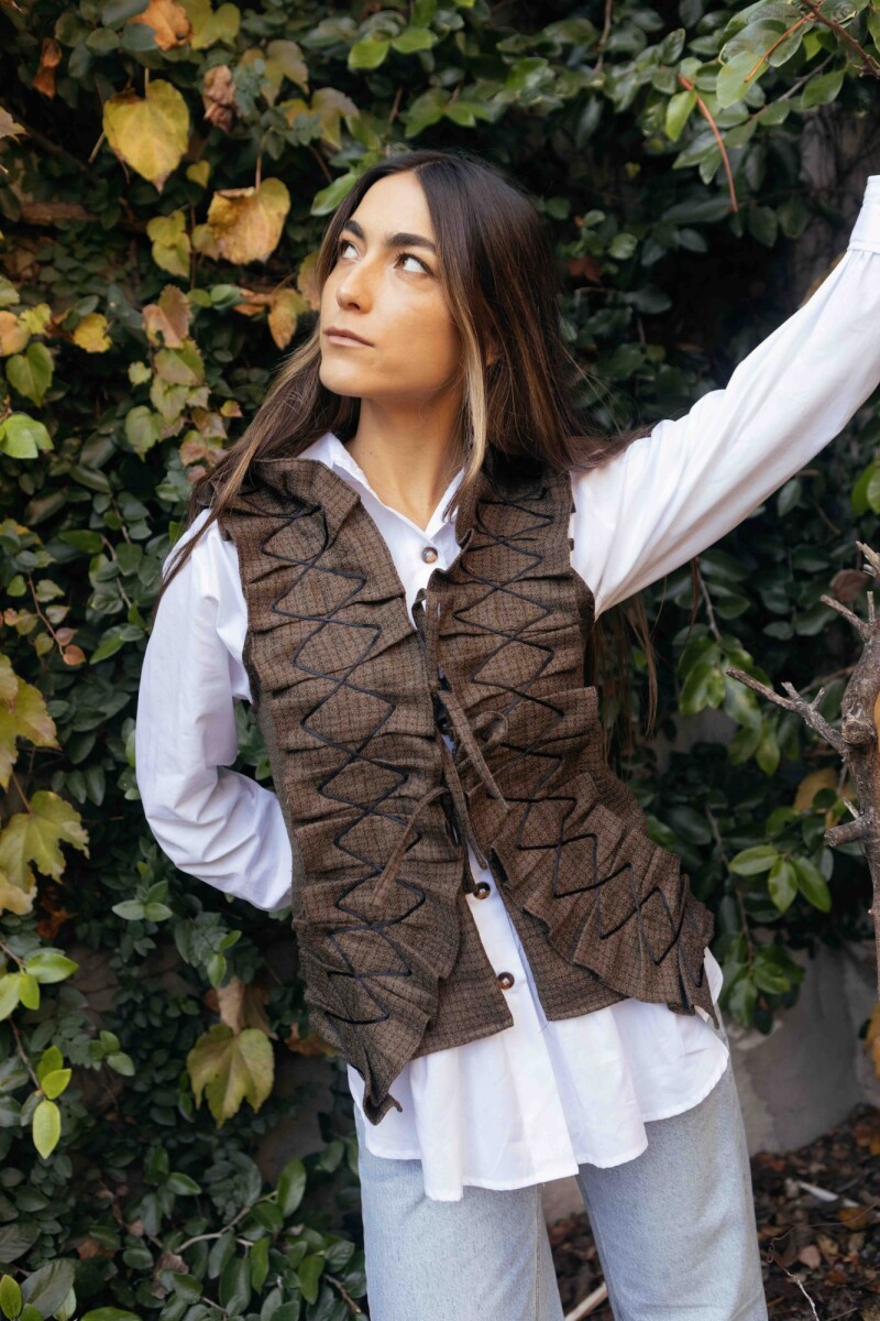 Dancing Queen Vest Tweed - Beige / Chocolate 