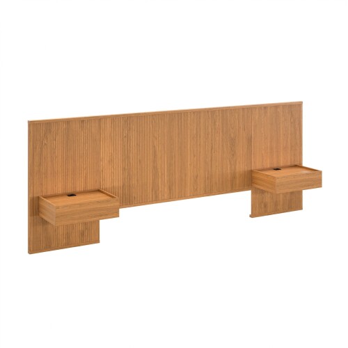 Respaldo 2 plazas continuo con mesa de luz - Moderna Marrón
