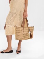 Bolso Tote Con Efecto Rafia Y Colgante L natural