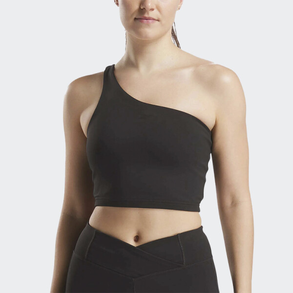 Top Reebok Lux One Shoulder Fitted Cropped Negro
