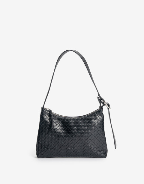 City Cartera Formato City Trenzada Con Asa De Hombro - Negro