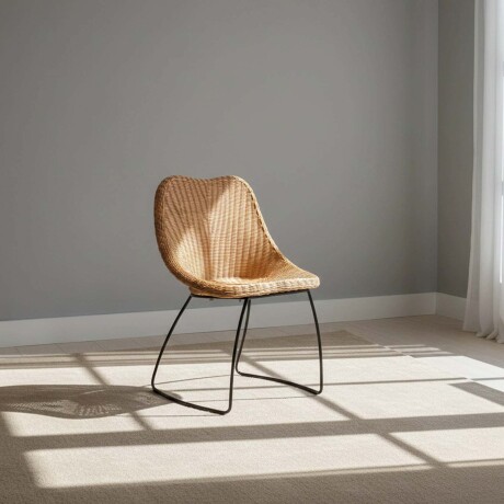 SILLA DE COMEDOR RATTAN-Y-METAL NATURAL-BEIGE ELAFONISI