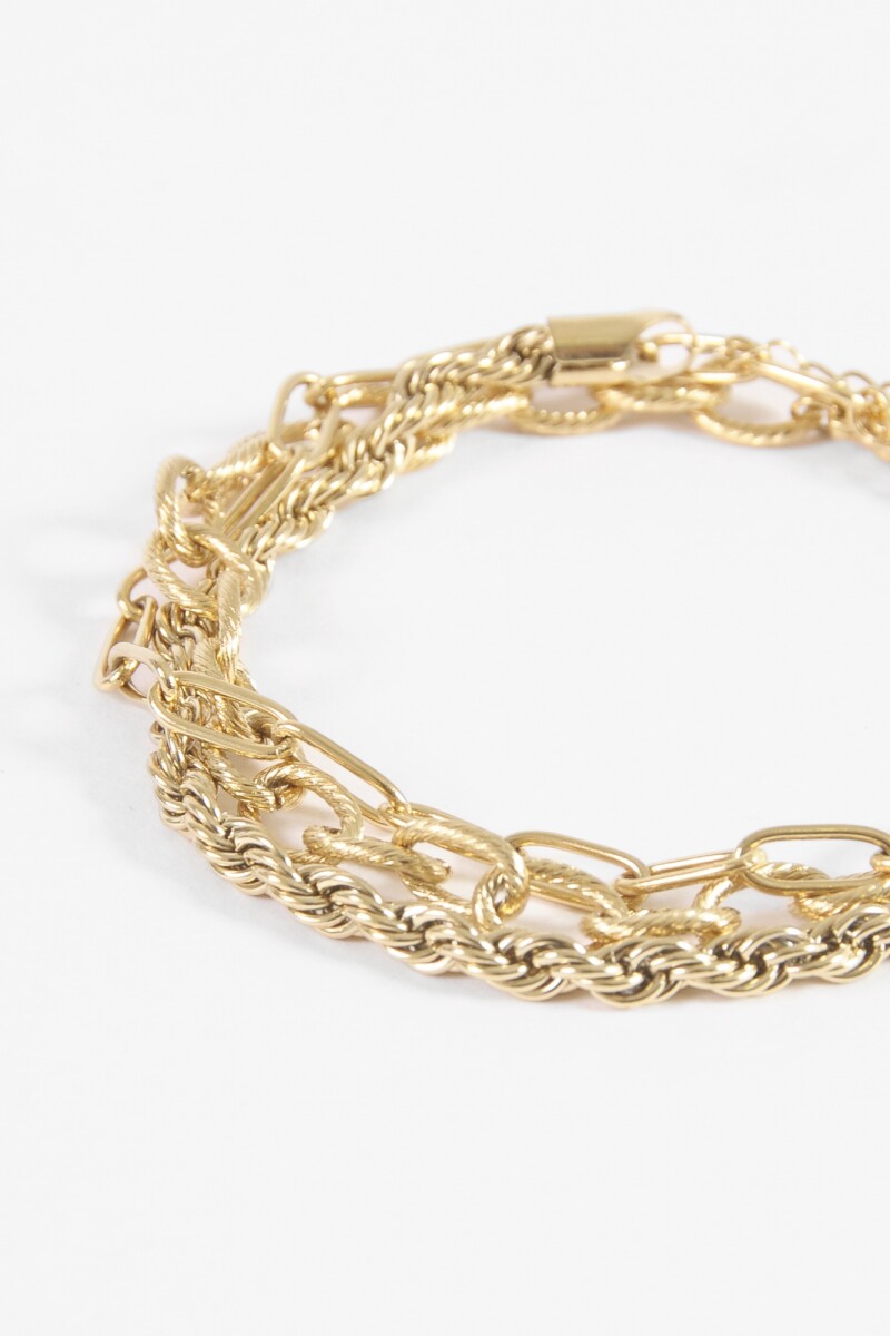 Set tres pulseras acero dorado