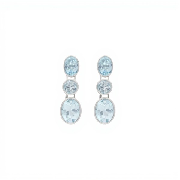 Caravanas Giuliana-Plata rodinada 925-Piedra Topacio azul-CA2021 conpiedra