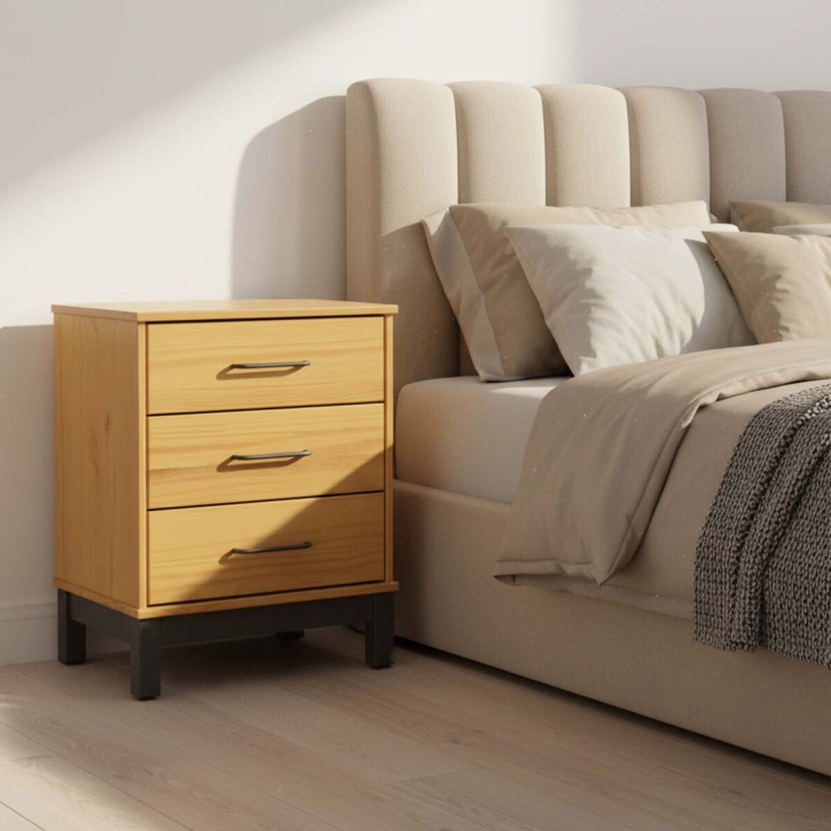 MESA DE LUZ - MADERA NATURAL-BEIGE CAPRI 