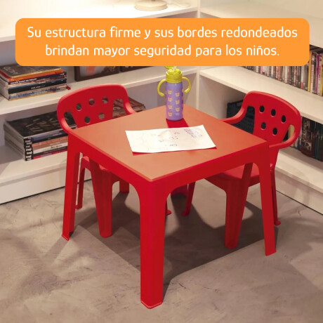 Set Mesa 54x54x46cm y 2 Sillas Infant Plást Reforzado 40kg Rojo