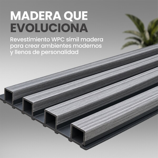 Pack x10 Wpc Simil Madera Wall Panel Lambrin 2.90x16.7 Gris negro 1