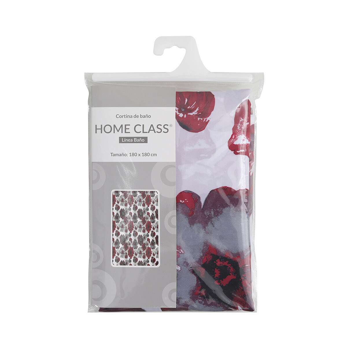 Cortina de Baño Döhler con Argollas 180 x 180 cm - 213939 PASSION FLOR ROJO 