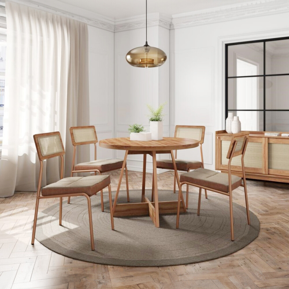 Juego de comedor Mesa Redonda - Lux Atria Marrón